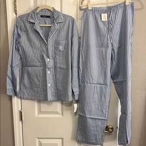 Authentic Lauren Ralph Lauren Blue Striped Pajama Set